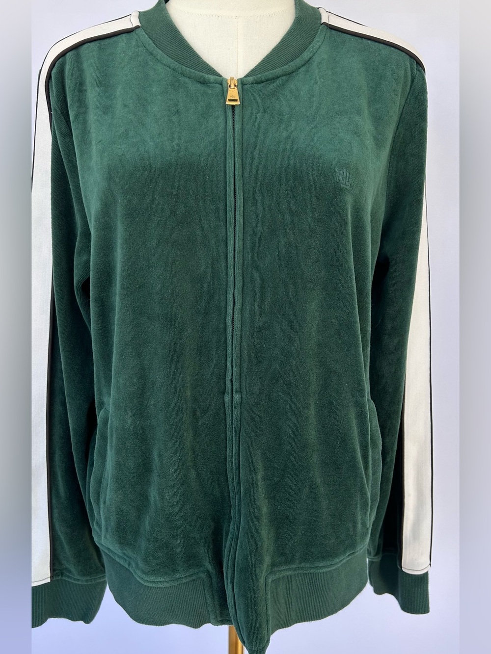 Lauren Ralph Lauren Women’s Velour Track Jacket Full Zip Size Large
